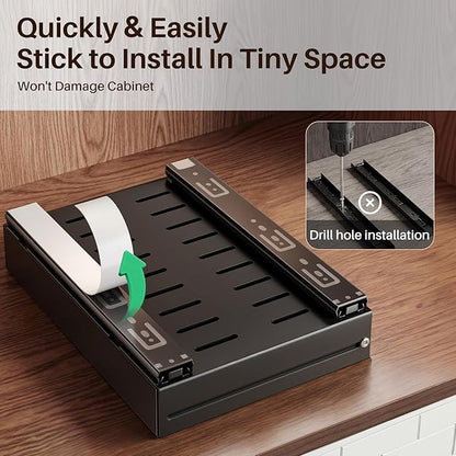 SNTD Pull Out Spice Rack for Upper Cabinet - Expandable Organizer with Smooth Ball Bearing Slides, No Drill Mounting Spice Storage for Kitchen (1 Pack, 7.2" to 12.9" W X 10" D X 2.2" H)