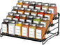 BOIVSHI 4 Tier Spice Rack for Cabinet, Spice Rack Organizer, Depth Adjustable Spice Holder for Countertop, Cupboard, Pantry, Seasoning Shelf, Metal, Black (1 Pack)