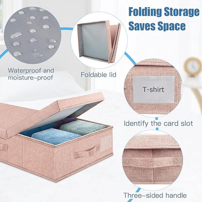 Supowin Underbed Storage Containers Bin with Lids, Large Under Bed Storage Organizer Box with Handle, Foldable Under the Storage Bags for Organizing Clothes, Shoes, Blankets, Pillows