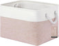 Large Storage Baskets- 15x11x10 inch Storage Bins for Shelves and Closet Organizing, Foldable Fabric Bin for Home Organization Clothes and Laundry (1-Pack, White&Pink)
