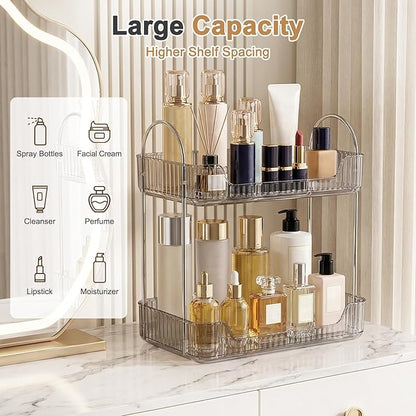 Bathroom Counter Organizer, Makeup Organizer for Vanity, Skincare Organizers Shelf - Tierd Perfume Organizer for Bathroom Dresser Vanity (Misty Gray, 2-Tier)