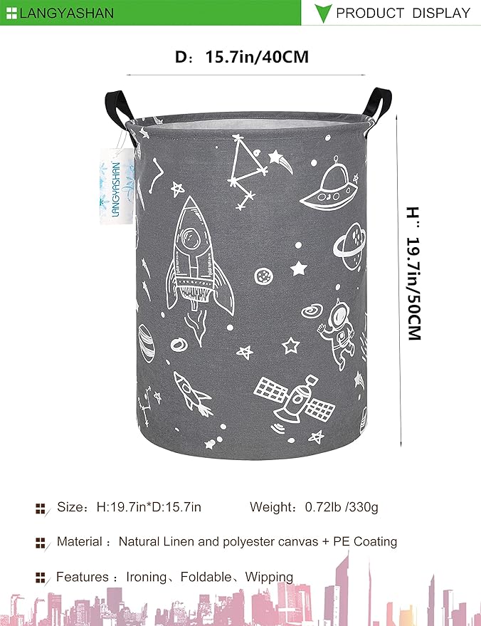 Storage Bin, Canvas Fabric Collapsible Organizer Basket for Laundry Hamper,Toy Bins,Gift Baskets, Bedroom, Clothes,Baby Nursery (Space Universe)