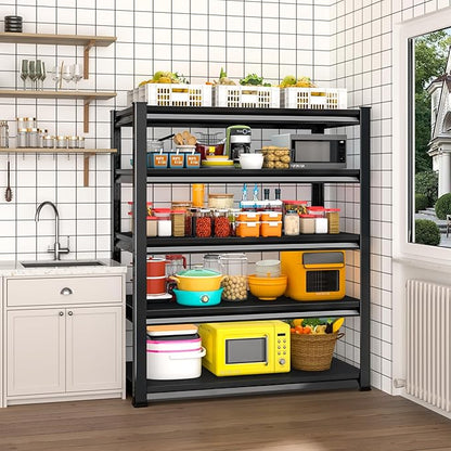 Garage Shelving Heavy Duty，Large Loads Adjustable Garage Storage Shelves, Metal Storage Racks and Shelving Units, Utility Rack Shelves,47.2”W x 18”D x 78”H, Black
