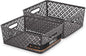 BINO l Plastic Storage Baskets, Large - Grey l THE BLOSSOM COLLECTION l Multi-Use Organizer Bin l Built-in Handles l Plastic Woven Basket for Organizing l Pantry & Home Organizing Basket