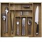Kiasthome Acacia Wood Kitchen Silverware Drawer Organizer, Expandable Utensil Cutlery Drawer Organizer with Dividers, Flatware Organizer Silverware Tray for Spoon, Fork, 13''-21''x16.9'' (6-8 Slots)