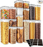 MR.SIGA 16 Pack Airtight Food Storage Container Set, BPA Free Kitchen Pantry Organization, Kitchen Canisters for Cereal, Spaghetti, includes 24 Reusable Sticker Labels