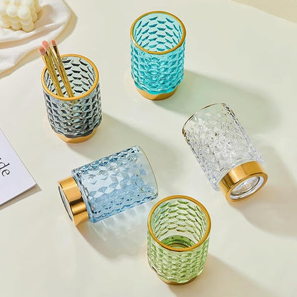 Makeup Brush Holder Organizer,Toothbrush Holders,Desk Pen Pencil Holder,Multifunctional Vintage Glass Brush Cup（A46-3-US）