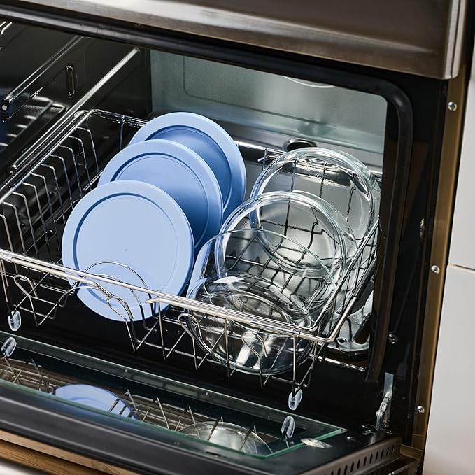 6-Piece Glass Food Storage Containers Set (3 Containers + 3 BPA-Free Lids) | 4-Cup, Leakproof | Microwave, Freezer, Oven & Dishwasher Safe | Ideal for Meal Prep & Pantry Organization, Lavender Blue