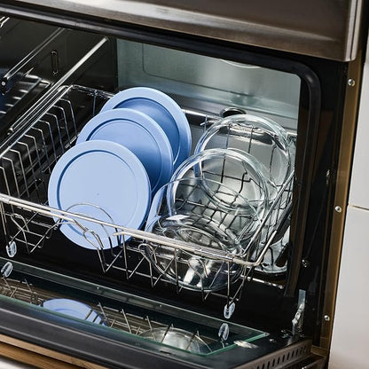 6-Piece Glass Food Storage Containers Set (3 Containers + 3 BPA-Free Lids) | 4-Cup, Leakproof | Microwave, Freezer, Oven & Dishwasher Safe | Ideal for Meal Prep & Pantry Organization, Lavender Blue