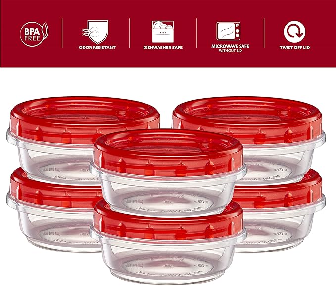 ELEGANT DISPOSABLES (8 Ounce 10 Pack) Twist cap Containers Clear Bottom With Red Top Screw on Lids Twist Top Food Storage Freezer Containers