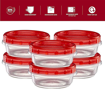 ELEGANT DISPOSABLES (8 Ounce 20 Pack) Twist cap Containers Clear Bottom With Red Top Screw on Lids Twist Top Food Storage Freezer Containers