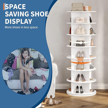 GarveeHome 7 Tier Rotating Shoe Rack Tower, 360° Revolving Free Standing Spinning Shoe Organizer, Vertical Spinning Shoes Display, Shoes Rack Storage Round Carousel, Rotate Shoes Closet Organization