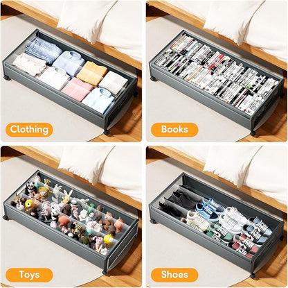 Under Bed Storage with Wheels，1 Pack Under Bed Storage Containers,Underbed Shoe Storage Bedroom