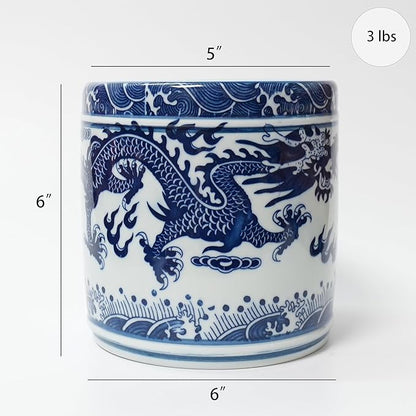 Kitchen Utensil Holder for Kitchen Countertop, Cooking Utensils Holder, Large Utensil Crock, Ceramic Spatula Holder for Counter, Blue and White Tool Holder