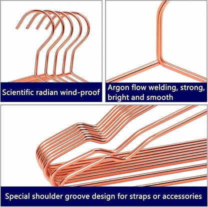 Amber Home 20 Pack 17" Rose Gold Strong Metal Hanger, Copper Clothes Hangers, Heavy Duty Coat Hangers, Standard Suit Hangers for Jacket, Shirt, Dress (Copper, 20)