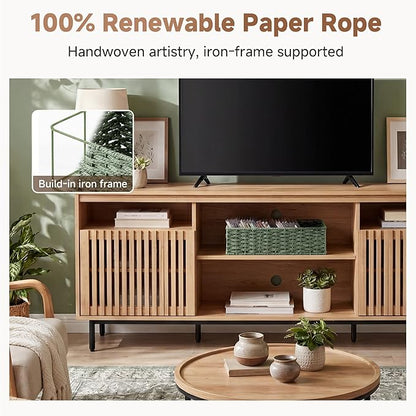 StorageWorks Sage Green Paper Rope Bathroom Basket Organizer and Storage for Tank Topper, Wicker Toilet Paper Basket for Back of Toilet Baskets, Small Narrow Tank Trays for Bathroom Decor, 2 Pack