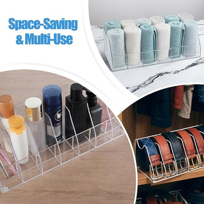Belt Organizer – 7 Compartment Acrylic Storage Case with Anti-Slip Pads, Clear Display Holder for Belts, Ties & Accessories