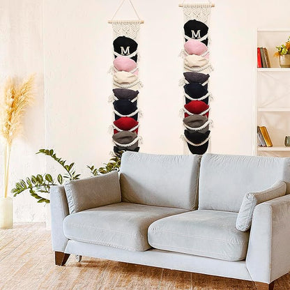 jontell Baseball Cap Storage Over Door-1 Pack-Boho Macrame Cap Holder Wall Hat Organizer for Baseball Cap Holder, Hat Rack for Wall Hanging Hat Holder for Bohemian Bedroom Decor