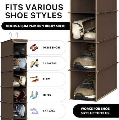 Simple Houseware 10 Shelves Hanging Shoes Organizer Holder for Closet, Brown