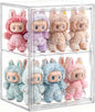 2 Pack Large Clear Acrylic Display Case Compatible with Labubu POP MART Storage Bin for Collectibles with 2 Removable Shelves and Magnetic Door Display Organizer Box for Anime Figures, Dolls