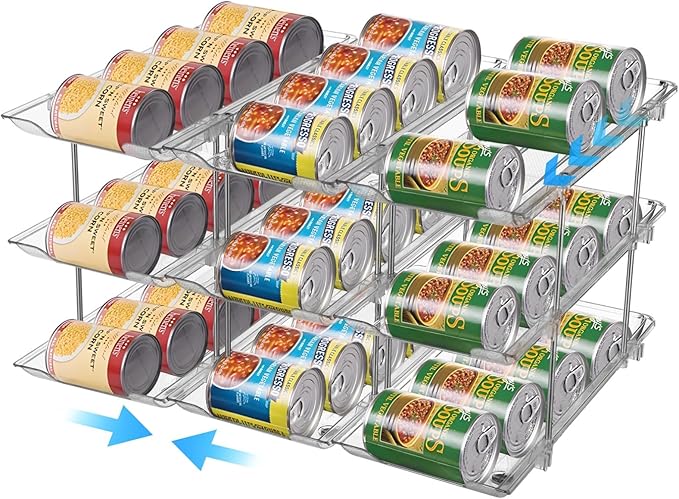 Stackable Beer And Beverage Can Holder, 3-Tier Storage Rack, Transparent Can Dispenser, Easy Installation, Can Organizer For Pantry, Flexible Modular Setup