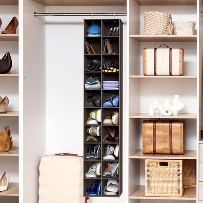Simple Houseware 20 Section Shelves Hanging Shoes Organizer Holder for Closet, Brown