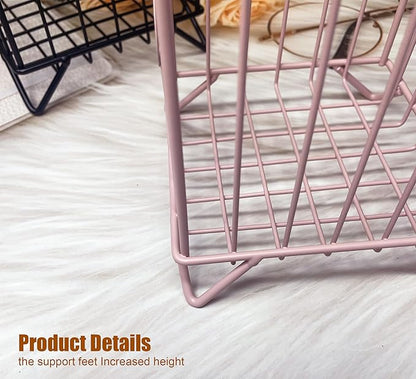Coffee Pod Holders for Counter, K-Cup Holder, Metal Coffee Pod Basket, Espresso Pods Organizer, Coffee Station Accessories (Pink)