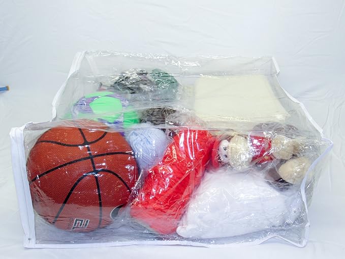 1-Pack Jumbo Heavy Duty Vinyl Zippered Square Storage Bags (Clear) for Sweaters, Blankets, Comforters, Bedding Sets and Much More! (23" x 23" x 10")