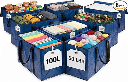 ClearSpace Heavy Duty Moving Bags - Water Resistant Storage Bags or Storage Bins with Lids and Moving Supplies - Large Moving Boxes for College Dorm, Travel, Closet Organization - 8 Pack