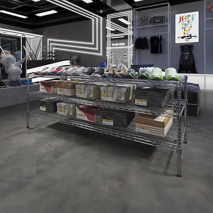 24" Deep x 72" Wide x 27" Height Wire Shelving Kit | 3-Tier | NSF Commercial Storage Rack Unit