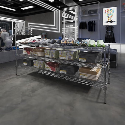 24" Deep x 72" Wide x 27" Height Wire Shelving Kit | 3-Tier | NSF Commercial Storage Rack Unit