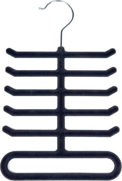 2-Pack Non-Slip Velvet Tie Hanger Organizer Rack | Large Ringed Bottom | Charcoal Grey Brand