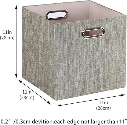 Posprica Storage Bins,11×11 Foldable Storage Cubes Boxes Container Closet Organizer Shelf Cabinet Bookcase,Thick Fabric Drawer Container - 4pcs,Coffee