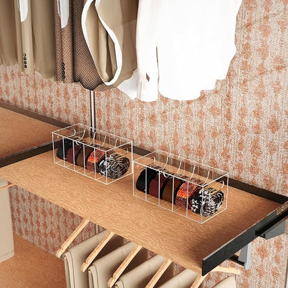 YUNEASELF Acrylic Belt Organizer Holder for Closet with Dust Cover Lid - Clear Storage Display Case for Drawer - 5 Compartments
