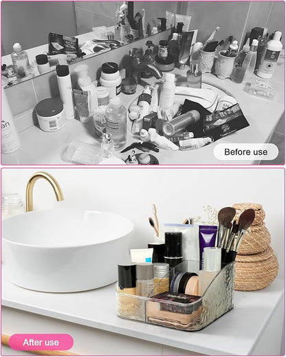 Luxury Simplified Makeup Storage Box, Transparent Tabletop Dressing Table, Large Capacity Multi Compartment Organizer for Cosmetics, for Women's Needs