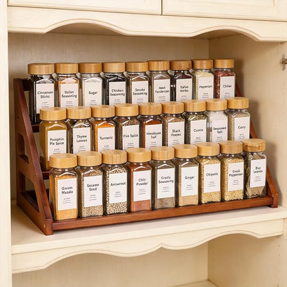 Bamboo 3 Tier Spice racks, Kitchen Seasoning Spices Rack, Spice Organizer, Suitable for Spice Organizers Such as Sitchen Countertops, Stoves, Sorage Rooms (XXL)