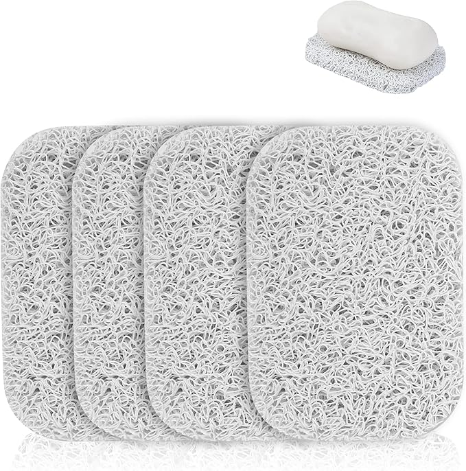 Jephen 4pcs Soap Lifting Pads for Soap Dish,Bars soap Holder for Shower Kitchen Bathroom Travel Hotel Cleaning Supplies