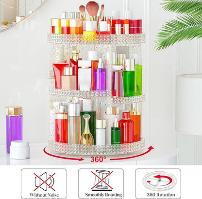 Awenia Makeup Organizer 360-Degree Rotating, Adjustable Makeup Storage, 7 Layers Large Capacity Cosmetic Storage Unit, Fits Different Types of Cosmetics and Accessories, Plus Size with Makeup Bag