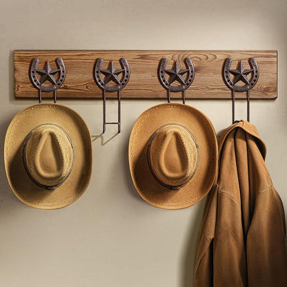 Cowboy Hat Hanger for Wall 4 Pack Cowboy Hat Holder Wall Mount Horseshoe Hooks Metal Hat Rack Hat Storage Western Wall Decor for Entryway Closet Bedroom Living Room Western Gift