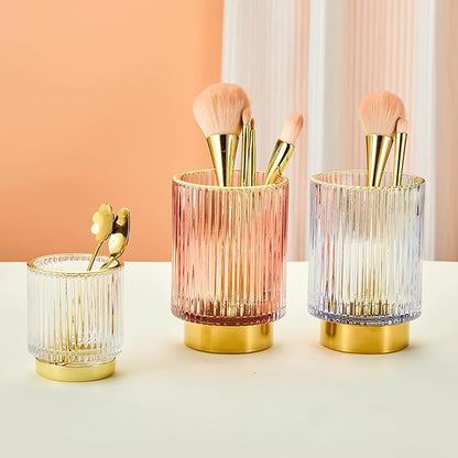 Makeup Brush Holder Organizer,Toothbrush Holders,Desk Pen Pencil Holder,Multifunctional Vintage Glass Brush Cup（S/White/A3-14-US）