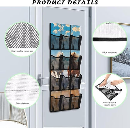 Horse 12-Pocket Door Organizer, Breathable Ultra-Lightweight & Foldable Mesh Pockets Organizer for Shoes, Accessories