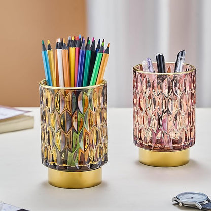 Makeup Brush Holder Organizer,Toothbrush Holders,Desk Pen Pencil Holder,Multifunctional Vintage Glass Brush Cup（A39-4-US）