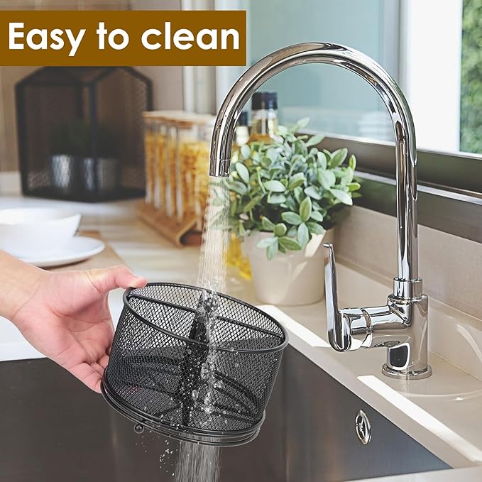 US 360°Rotating Utensil Caddy Kitchen Utensil Holder 6.7×6.7×5.1 Inch Metal Utensil Organizer 4-Compartment Metal Utensil Caddy Rotatable Cutlery Holder Multifunctional Flatware Organizer for Home