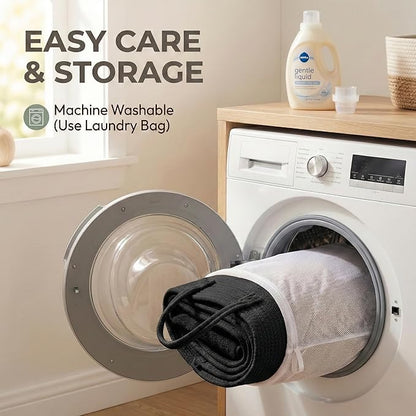 JMvicyroam 65L Extra Large Blanket Basket for Living Room - Woven Cotton Rope Laundry Hamper with Reinforced Handles - Storage Bin for Pillows, Comforters & Toys - Machine Washable,Black