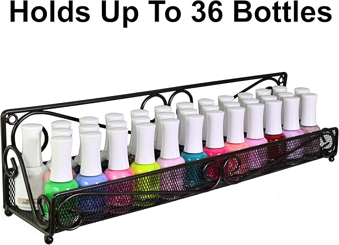 AMT 1 Tier Nail Rack, 2 Pack Metal Wall Mount Organizer, Essential Oils Organizer, Pantry Cabinet Door Shelf Storage.Hanging Display for Spice Jars, Nail Polish, Cosmetic Beauty Bottles