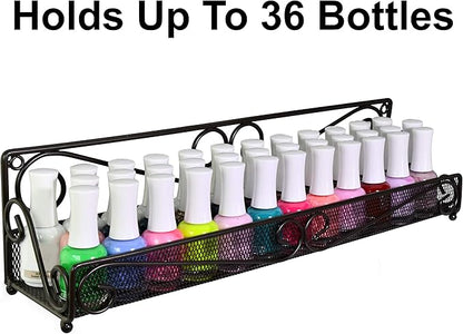 AMT 1 Tier Nail Rack, 2 Pack Metal Wall Mount Organizer, Essential Oils Organizer, Pantry Cabinet Door Shelf Storage.Hanging Display for Spice Jars, Nail Polish, Cosmetic Beauty Bottles