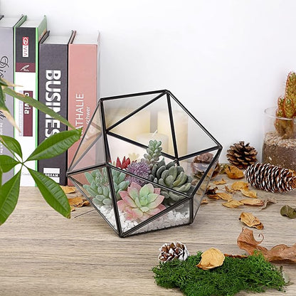 ELLDOO Black Glass Coffee Pods Holder, 15 Sided Geometric Box Coffee Pod Organizer for K Cup Espresso, Tea Bags Sugar Packets Storage Holder for Kitchen Coffee Bar Office Counter