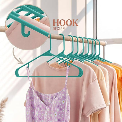 Plastic Hangers 50 Pack Aqua - Clothes Hangers - Makes The Perfect Coat Hanger and General Space Saving Hangers for Closet and New Apartment Essentials - Percheros Ganchos para Colgar Ropa Hangars