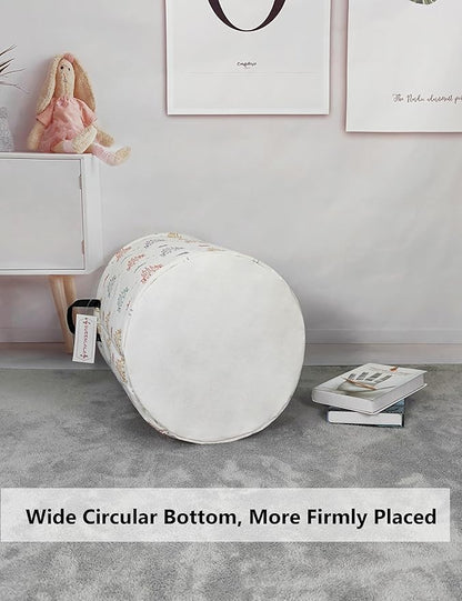 QUEENLALA Large Storage Basket,Laundry Hamper/Bathroom/Home Decor/Collapsible Round Storage Bin,Boys and Girls Hamper/Boxes/Clothing(Round-Rose Castle)