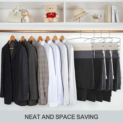TOPIA HANGER Pant Hangers Space Saving 3 Pack Yoga Pants Leggings Hangers for Closet Non Slip 5 Tier Swing Arm Hanger Organizer for Pants Yoga Pants Leggings Trouser Jeans Slack - CT49B